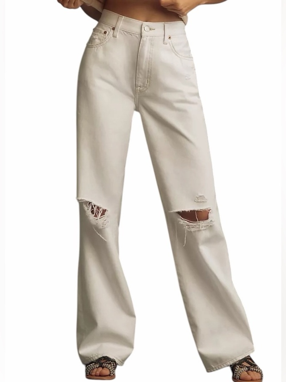 PISTOLA Grayson High-Rise Wide-Leg Jeans White Anthropologie Revolve Size 26